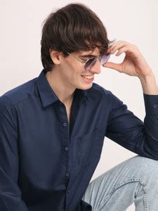 Voroxy Men Solid Casual Dark Blue Shirt - Buy Voroxy Men Solid Casual ...