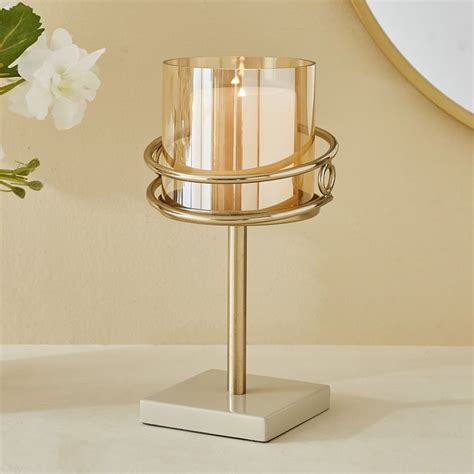 Buy Moksha Loop Metal and Glass Pillar Candle Holder from Home Centre ...
