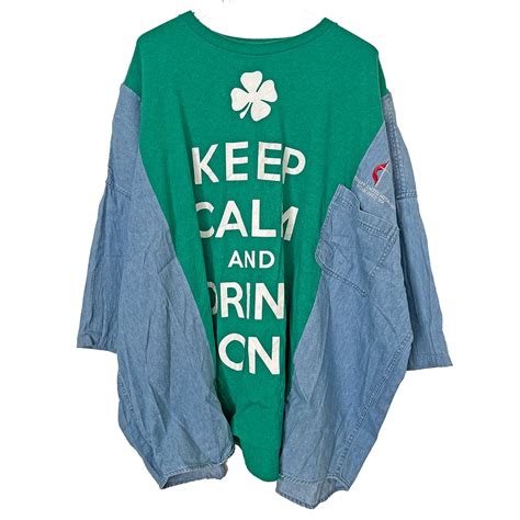 リメイク プリントTシャツ ドッキング デニムシャツ ワイドプルオーバー R-1905M (11)（男女兼用） | RERE