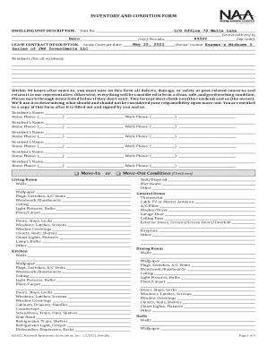 Fillable Online INVENTORY AND CONDITION FORMMove-In or... Fax Email ...
