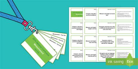 Lanyard Sized Year One Measurement Objectives Cards - Twinkl