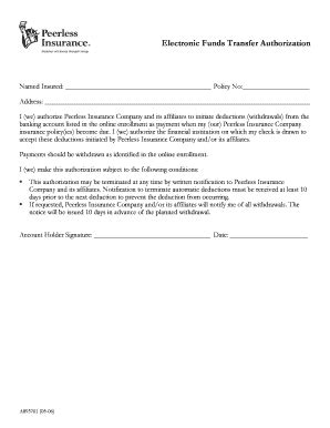 Fillable Online Peerless Insurance EFT Enrollment Form - Garrity ...