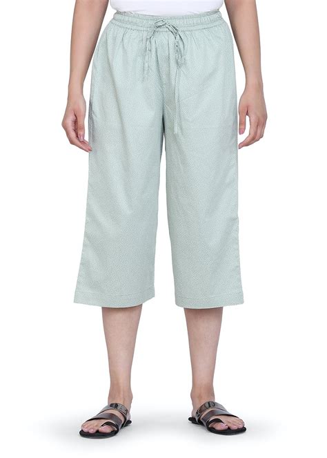 Get Sage Green Dot Pattern Cotton Silk Culottes at ₹ 1050 | LBB Shop