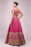 Buy Pink Silk Sequins, Zari, Embroidery Round Neck Rani Lehenga Set For ...