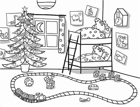 6 dibujos de Peppa Pig poniendo el árbol de Navidad para imprimir y ...