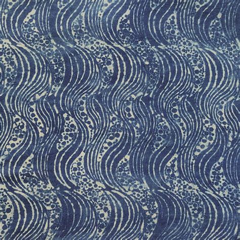 Pure Cotton Ajrak Rust Blue With Waves Design Hand Block Print Fabric ...