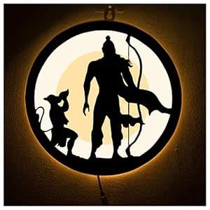 Ram Hanuman Neon LED Wall Decor, MDF Wood Backlit Wall Art With LED ...