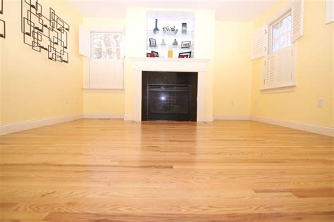 Natural 2 1/4" red oak hardwood flooring with Bona Woodline oil base ...