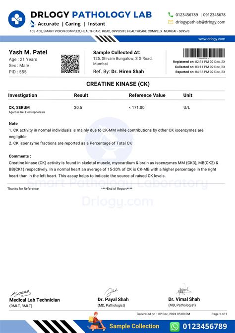 10 Key Clinical Guidelines for Creatine Kinase Test Report Format | Drlogy