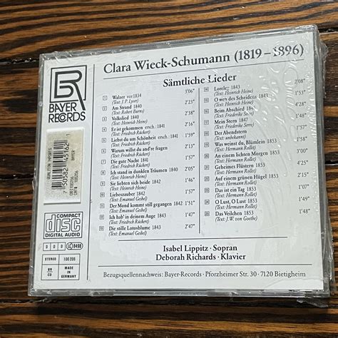 Clara Wieck-Schumann: S mtliche Lieder (CD, Mar-1995, Bayer Records ...