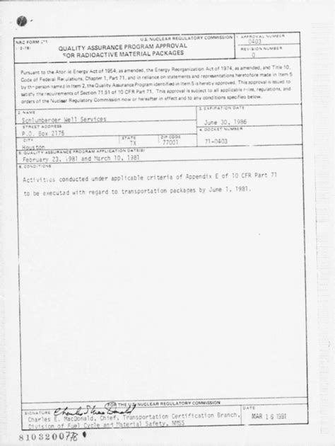 Fillable Online QA Program approval for Radioactive Matl Package 0403 ...