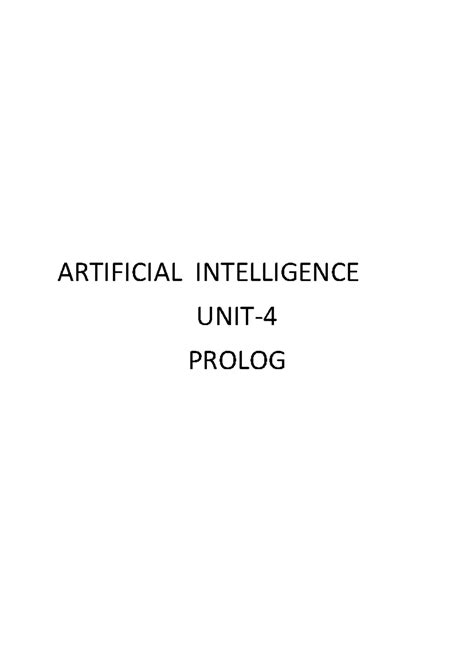 UNIT IV - Notes - UNIT- 4 PROLOG Compiled by Mrs. S Farzana Begum@SMDC ...
