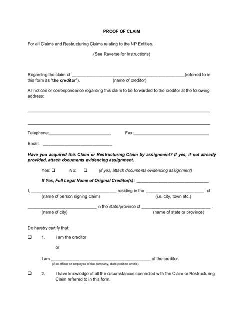 Fillable Online Proof of Claim (Official Form 410)claim form): No ...