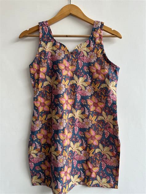 Sleeveless kurti (kantha fabric)