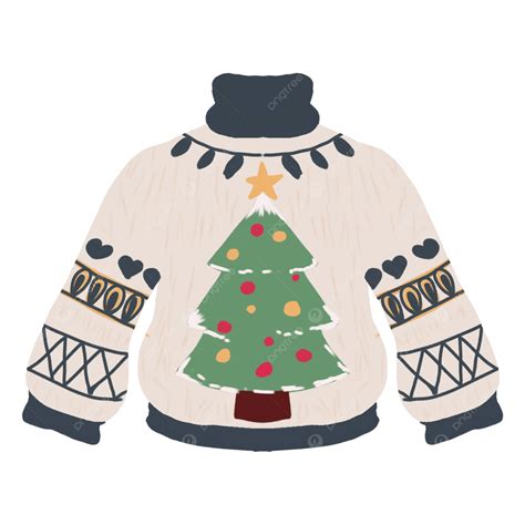 White Blue Christmas Ugly Sweater Winter Clothing Hand Drawing ...