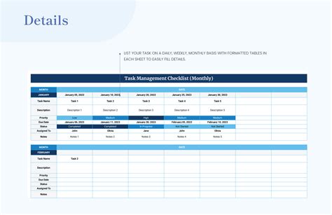 Free Task Management Checklist Template - Download in Excel, Google ...