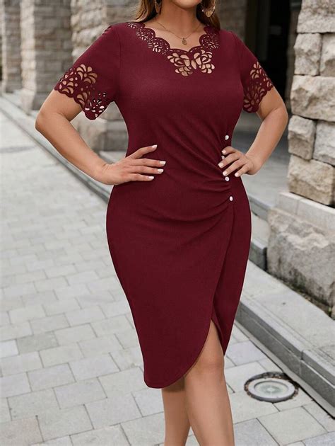 SHEIN Clasi Plus Cutout Ruched Wrap Hem Dress | SHEIN USA