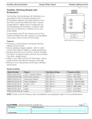 Fillable Online PowPak Dimming Module with EcoSystem Spec Submittal ...