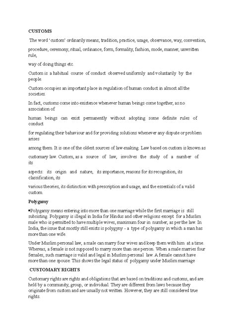 Customs Socio 3: Understanding Customary Law and Its Significance - Studocu