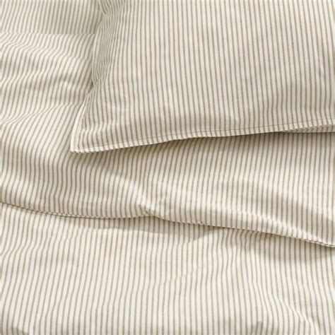 SOLFIBBLA duvet cover and pillowcase, white beige/stripe, 150x200/50x80 ...