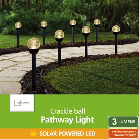 Buy Mainstays Solar Powered Black Finish Glass Crackle LED Path Light ...
