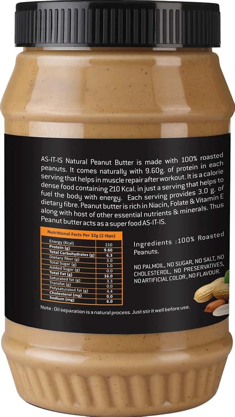 Buy AS-IT-IS NUTRITION PEANUT BUTTER CRUNCHY (NATURAL & UNSWEETENED ...