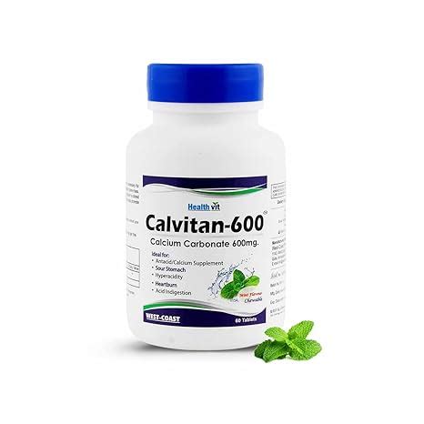 Buy Healthvit Calvitan-600 Calcium Carbonate 600mg - 60 Tablets Online ...