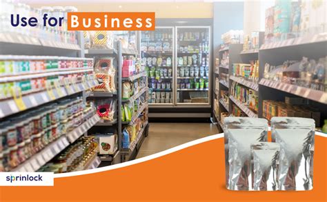 Buy Sprinlock Premium Ziplock Bags Food-Grade Gloss Silver Stand Up ...