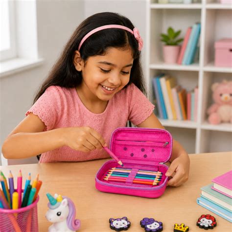 Premium Cartoon Pencil Box with Removable Toy Charms for Kids – b2pshopping