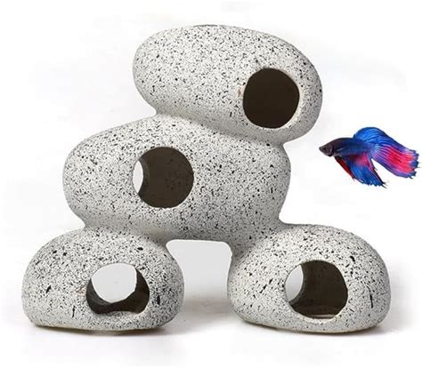 Shirlip Resin Aquarium Rock Decor Realistic Betta Hideout Shelter Cave ...