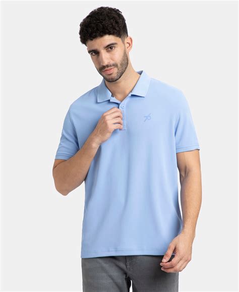 Buy Microfiber Fabric Solid Half Sleeve Polo T-Shirt with StayDry ...