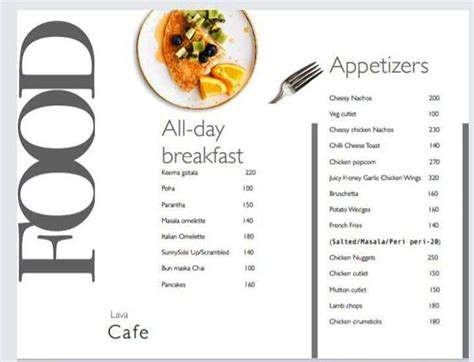 Menu at Lava Cafe & Bakery, Hyderabad