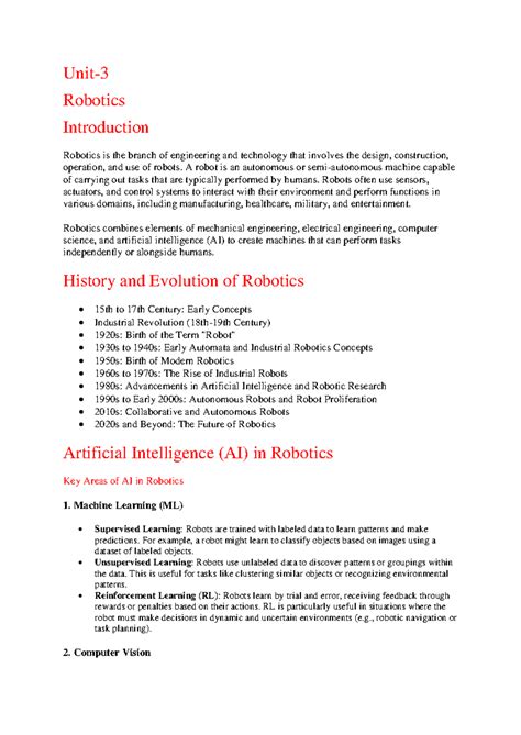 Artificial Intelligence(SEC)-3rd unit - Unit- Robotics Introduction ...
