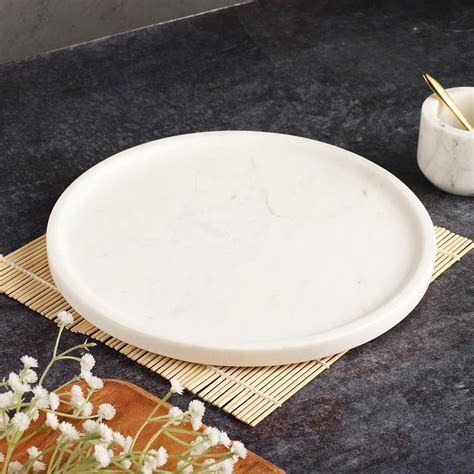 NikkisPride Handmade Marble Tray, Round Vanity Tray, Serving Tray ...