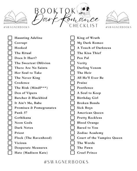 Booktok dark romance checklist – Artofit