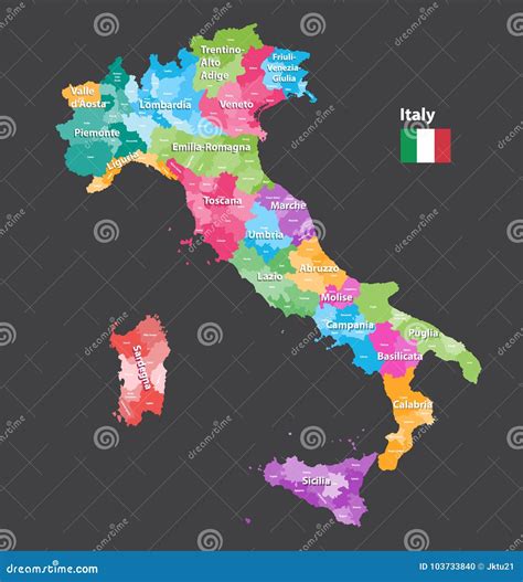 Map Of Italy With Provinces And Regions Vector Illustration ...