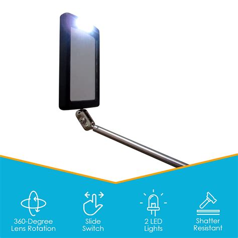 Buy Houseables Inspection Mirror, Telescoping LED Light, 34 Extension ...