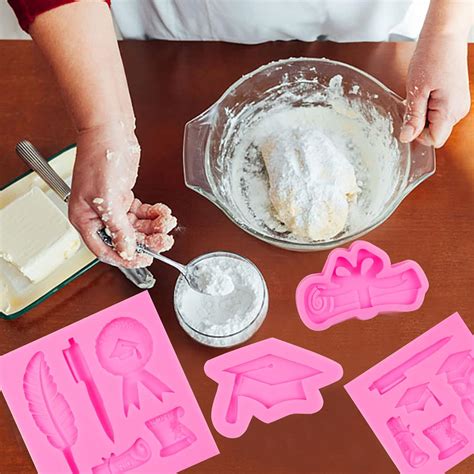 Buy Rainmae 5 Pcs Graduation Silicone Molds, Graduation Fondant Mold ...
