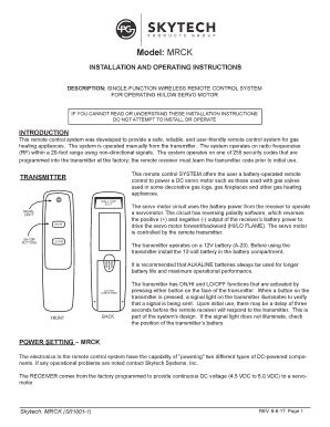 Fillable Online Model: MRCK - Skytech Fax Email Print - pdfFiller