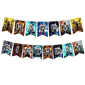 Mortal Kombat Happy Birthday Banner Party Supplies For Kids and Adults ...