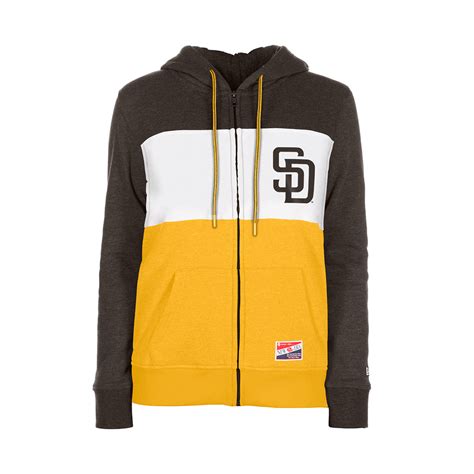 New Era San Diego Padres Color Block Womens Full Zip Hoodie Jacket Gold ...