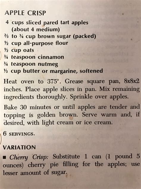 Betty Crocker Apple Crisp Recipe