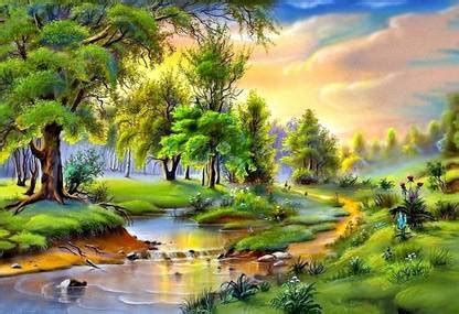 color romantica color peaceful colors painting water nature scene ...