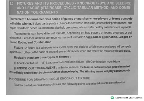 Unit 1.3: Fixtures, Procedures, and Tournament Formats Explained - Studocu