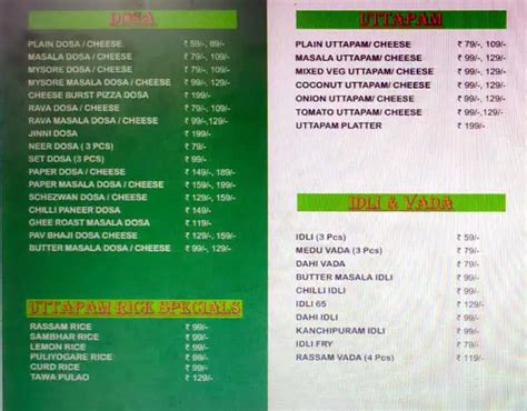 Menu at Uttapam - Flavours of South, Kolkata, 13