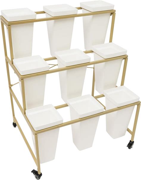 Pijopang Flower Display Stand with Plastic Buckets & Moving India | Ubuy
