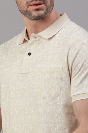 Classic Polo Men's Half Sleeve Beige Polo Neck Slim Fit All Over Print