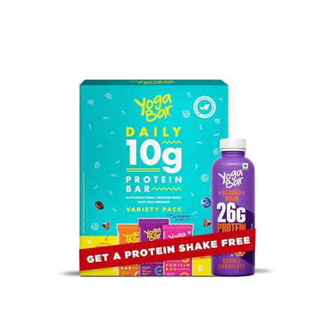 Yogabar Daily Protein Bar Variety Pack, 10g Protein, with Free Protein ...