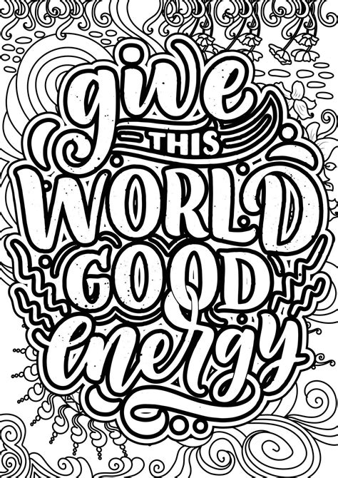 Give this world good energy. Funny Quotes Design page, Adult Coloring ...