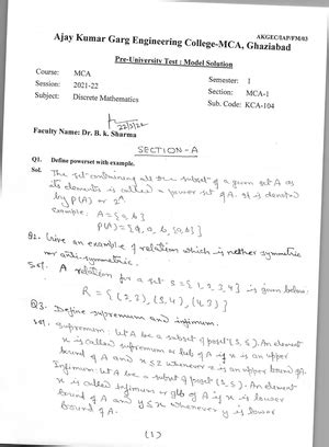 Sem 1 discrete maths paper - Discrete Mathematics - AKTU - Studocu